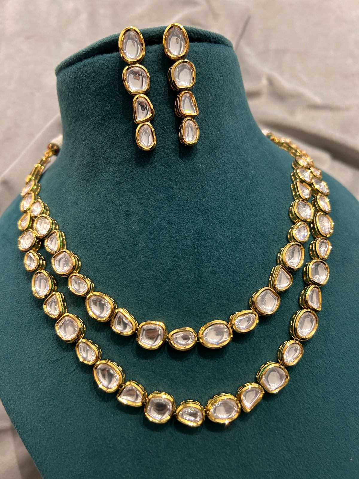 Royal Polki Kundan Double Layer Necklace Set